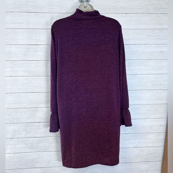 Everly Ruffle Sleeve Mock Turtle Neck Sweater Dress Maroon Medium  💗 - Picture 4 of 8